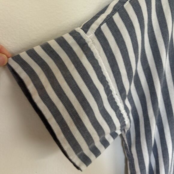 Madewell Daily Shirt In Stripe Short Sleeve Button Front Blue White Size Small - Picture 7 of 10